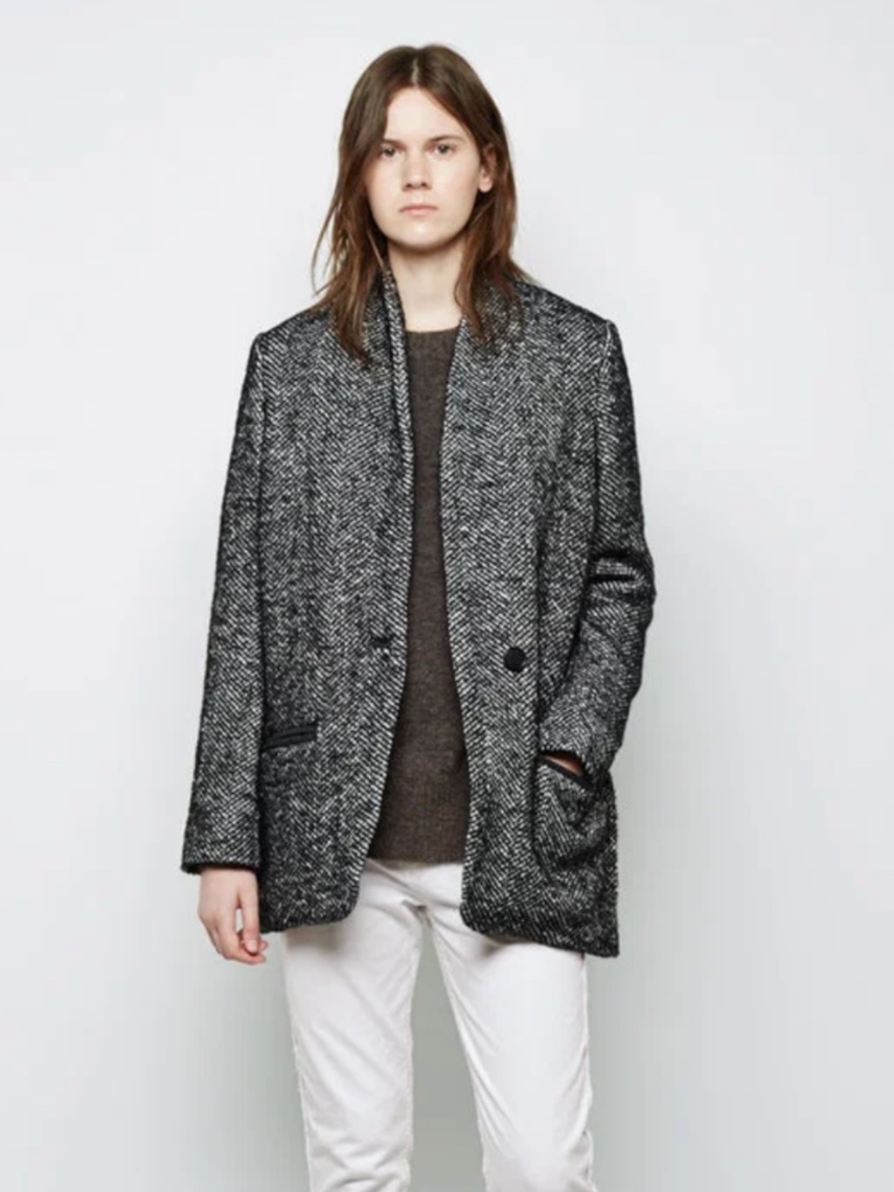 Isabel Marant Etoile Denver Short Herringbone Coat